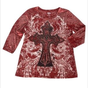 Wrangler Rock 47 size large burnout tee 3/4 sleeves